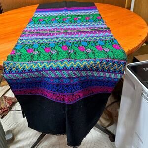 Vintage Embroidered Table Runner  - 48" x 16"